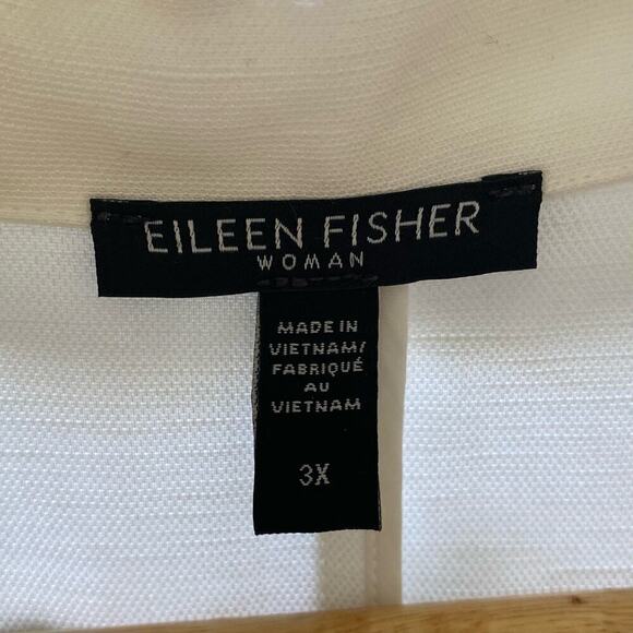 EILEEN FISHER Lyocell Linen Notch Collar Open-Front Blazer in White, Size 3X - Picture 5 of 12